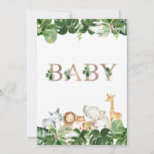 金ゴールドグリーンサファリアニマルズベビーシャワー招待状 招待状 (裏面)