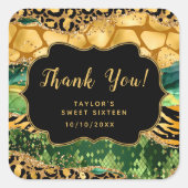 金ゴールドグリーンサファリゲートSweet sixteenありがとう スクエアシール (正面)