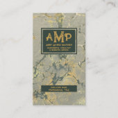 金ゴールドグリーンテクスチャ3文字モノグラム(&G) 名刺 (正面)