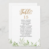 金ゴールドグリーンテーブル番号座席表カード (正面/裏面)