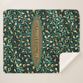 金ゴールドグリーントロピカルヒョウフリース シェルパブランケット (正面(横))