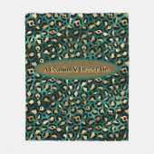 金ゴールドグリーントロピカルヒョウフリース フリースブランケット (正面)