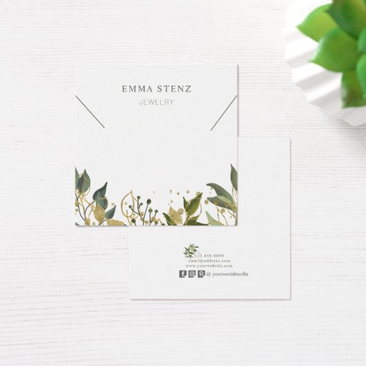 金ゴールドグリーントロピカル葉ズソーシャルメディアネックレス (デスク)