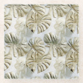 金ゴールドグリーントロピカル離れサージ ガラスコースター (正面)