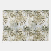 金ゴールドグリーントロピカル離れサージ キッチンタオル (横)