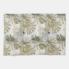 金ゴールドグリーントロピカル離れサージ キッチンタオル