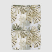 金ゴールドグリーントロピカル離れサージ ゴルフタオル (正面)