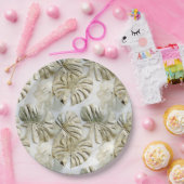 金ゴールドグリーントロピカル離れ ペーパープレート (パーティー)