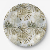 金ゴールドグリーントロピカル離れ ペーパープレート (正面)