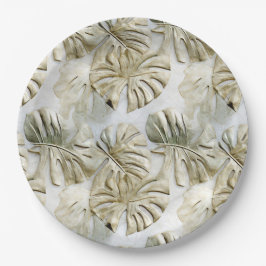 金ゴールドグリーントロピカル離れ ペーパープレート