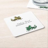 金ゴールドグリーンドラゴン結婚ズ紙コースター スクエアペーパーコースター (アングル)