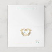 金ゴールドグリーンハート結婚モノグラム座席表 プレイスカード (外部開封)