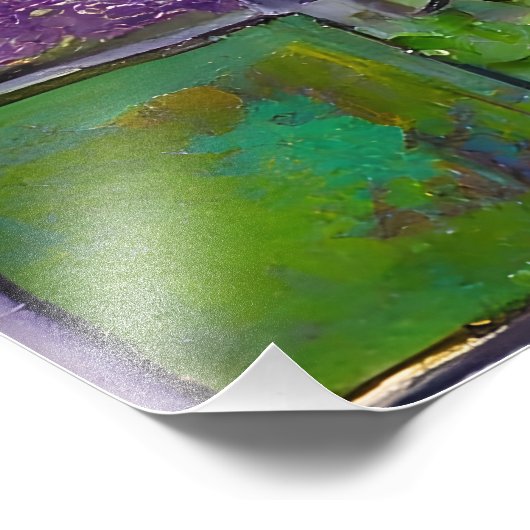 金ゴールドグリーンパープルマルディグラスジェスターマスク フォトプリント            (角)