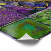 金ゴールドグリーンパープルマルディグラスジェスターマスク ポスター (コーナー)