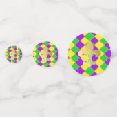 金ゴールドグリーンパープルマルディグラスハーレキンパターン コンフェッティ (裏面)