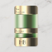 金ゴールドグリーンビンフェイク版木、銅版、版画フォントとイニシャル 名刺 (正面)