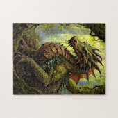 金ゴールドグリーンフォレストドラゴン ジグソーパズル (横)