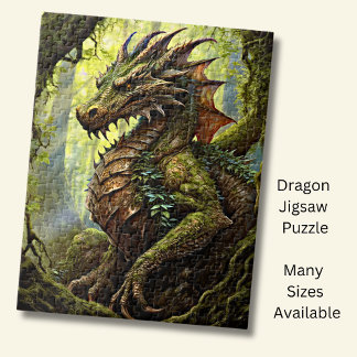 金ゴールドグリーンフォレストドラゴン ジグソーパズル