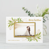 金ゴールドグリーンフローラクリスマスフォト シーズンカード (スタンド正面)