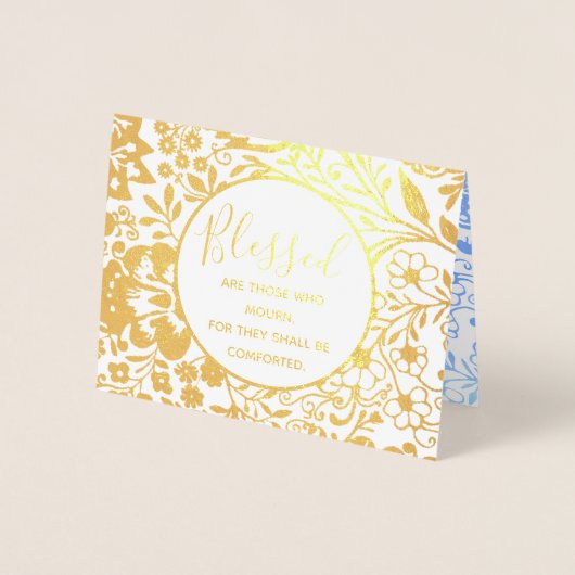 金ゴールドグリーンフローラ宗教クリスチャン悔やみや弔慰 箔カード (正面)