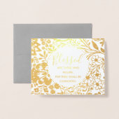 金ゴールドグリーンフローラ宗教クリスチャン悔やみや弔慰 箔カード (封筒付き正面)