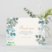 金ゴールドグリーンフローラ素朴洗礼 サンキューカード (スタンド正面)