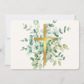 金ゴールドグリーンフローラ素朴洗礼 サンキューカード (裏面)