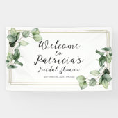 金ゴールドグリーンブライダルシャワーウェルカムバナー 横断幕 (横)