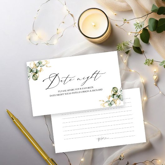 金ゴールドグリーンブライダルシャワーデイトナイトカード エンクロージャーカード