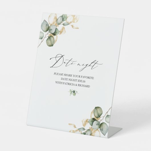 金ゴールドグリーンブライダルシャワーデイトナイトジャールサイン 台座サイン (正面)