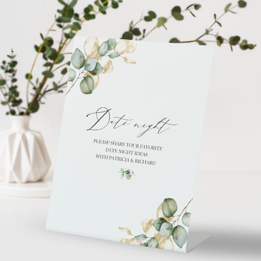 金ゴールドグリーンブライダルシャワーデイトナイトジャールサイン 台座サイン