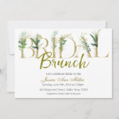 金ゴールドグリーンブライダルブランチシャワー招待状 招待状 (正面)