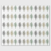 金ゴールドグリーンブラウンツリーズ誕生日 ラッピングペーパー (フラット)