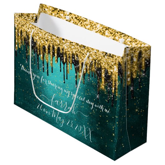 金ゴールドグリーンブラックドリップスフェイスラージ抱き枕 ラージペーパーバッグ (正面アングル)