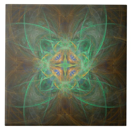 金ゴールドグリーンブルー模様セラミックタイル タイル (正面)