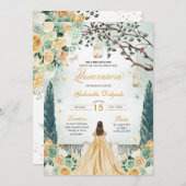 金ゴールドグリーンプリンセスエンチャントガーデンキンセアニェラ 招待状 (正面/裏面)