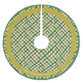 金ゴールドグリーンプレイドクリスマス ブラッシュドポリエステルツリースカート (正面)