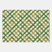 金ゴールドグリーンプレイドクリスマス ラッピングペーパーシート (正面2)