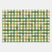 金ゴールドグリーンプレイドクリスマス ラッピングペーパーシート (正面)