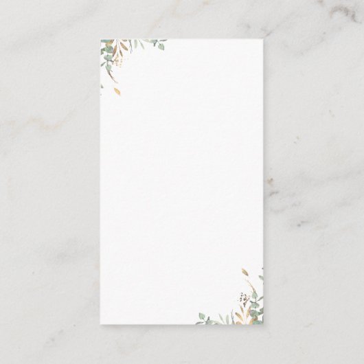 金ゴールドグリーンベビーシャワーおむつラッフル エンクロージャーカード (裏面)