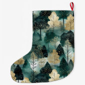 金ゴールドグリーンホワイトツリークリスマス名 ラージクリスマスストッキング (裏面)