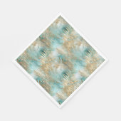 金ゴールドグリーンホワイト熱帯葉 スタンダードランチョンナプキン (角)