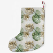 金ゴールドグリーンホワイト熱帯葉 スモールクリスマスストッキング (裏面)