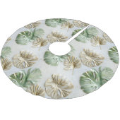 金ゴールドグリーンホワイト熱帯葉 ブラッシュドポリエステルツリースカート (アングル)