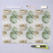 金ゴールドグリーンホワイト熱帯葉 薄葉紙 (クラフト)