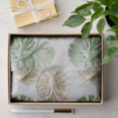 金ゴールドグリーンホワイト熱帯葉 薄葉紙 (ギフト)