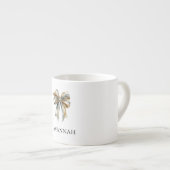 金ゴールドグリーンボウパーソナライズされた名 エスプレッソカップ (正面右)