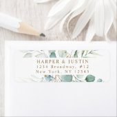 金ゴールドグリーンボタニカル差出人住所 ラベル (インサイチュ)