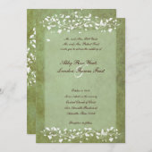 金ゴールドグリーンマーブルツリー結婚式招待状 招待状 (正面/裏面)