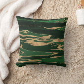 金ゴールドグリーンマーブル抽象芸術絵画ズ クッション (ブランケット)